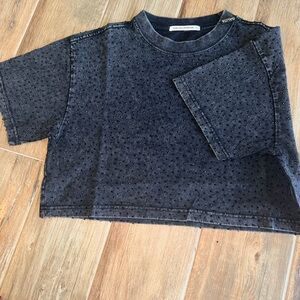 OAK + FORT Black Textured Crop Top